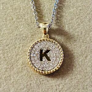 Gold and Silver Initial 'K' Pendant Necklace